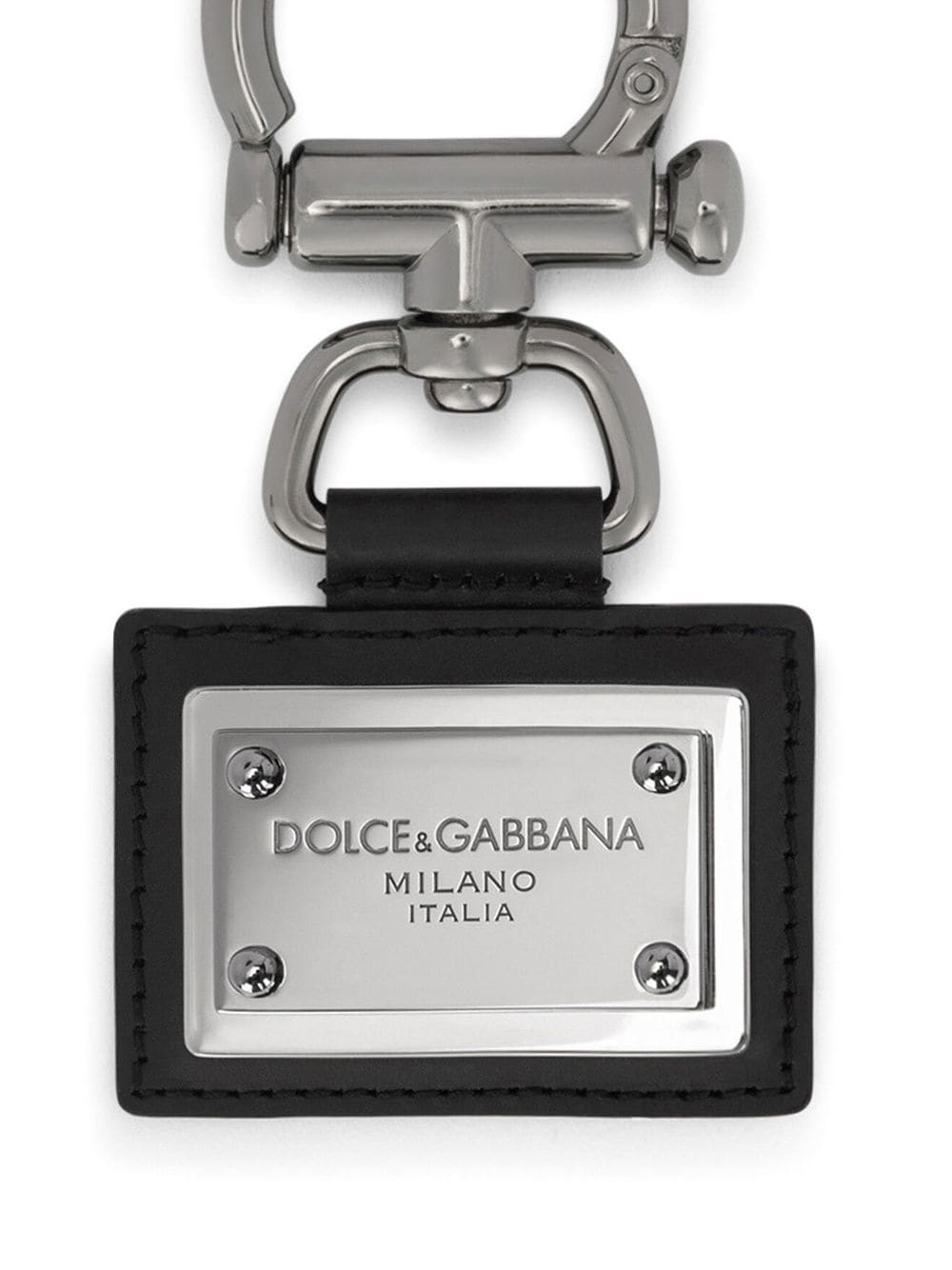 Shop Dolce & Gabbana Logo-tag Leather Keychain In Black