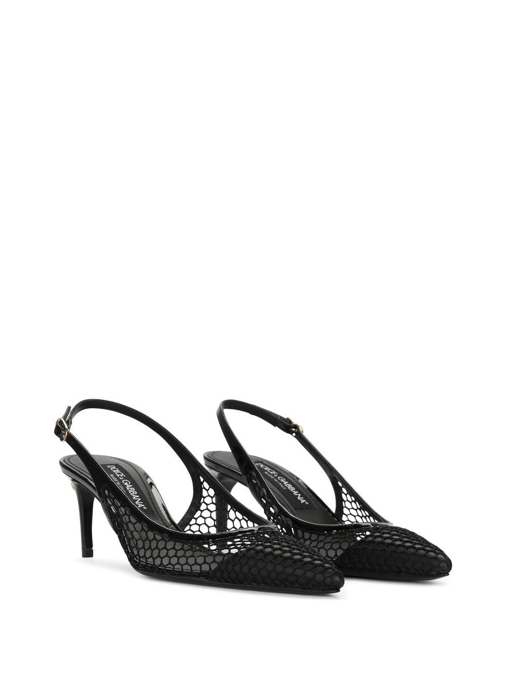 Shop Dolce & Gabbana Fishnet-detail Pointed-toe Pumps In Black