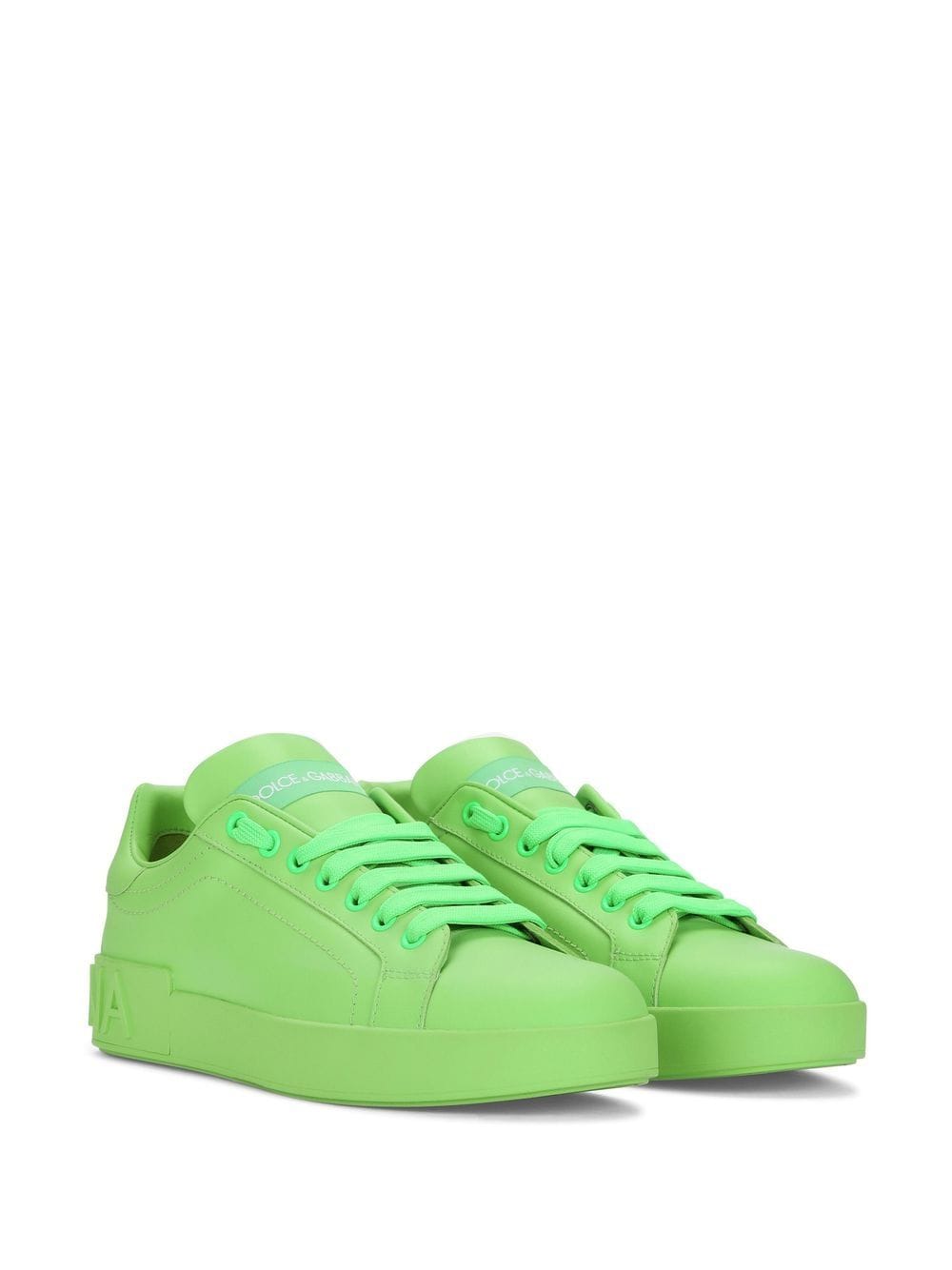Shop Dolce & Gabbana Portofino Leather Sneakers In Green