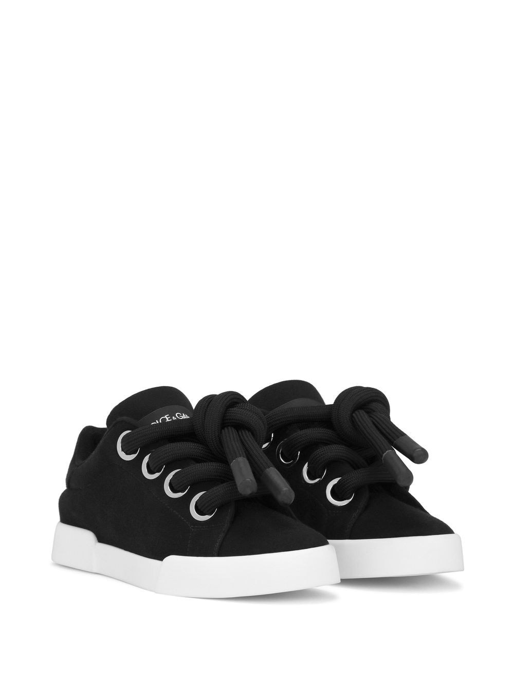 Shop Dolce & Gabbana Lace-detail Low-top Sneakers In Black