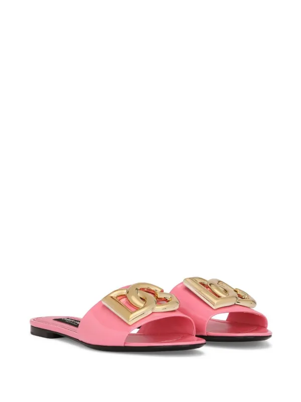Dolce & Gabbana DG-logo Patent Leather Sandals | Pink | FARFETCH