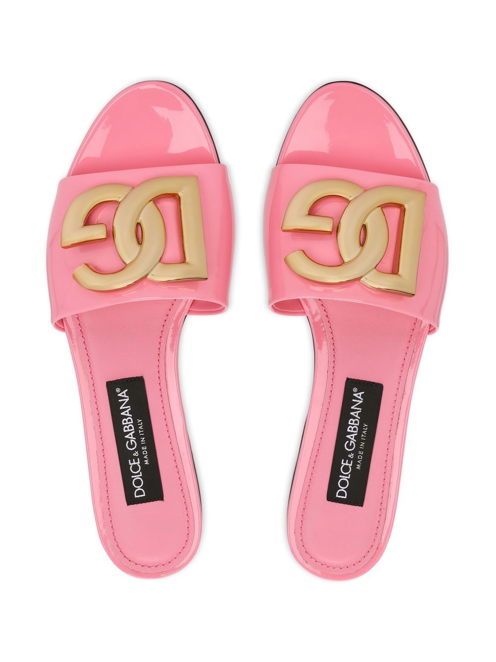 Shop Dolce & Gabbana Dg-logo Patent Leather Sandals In Pink