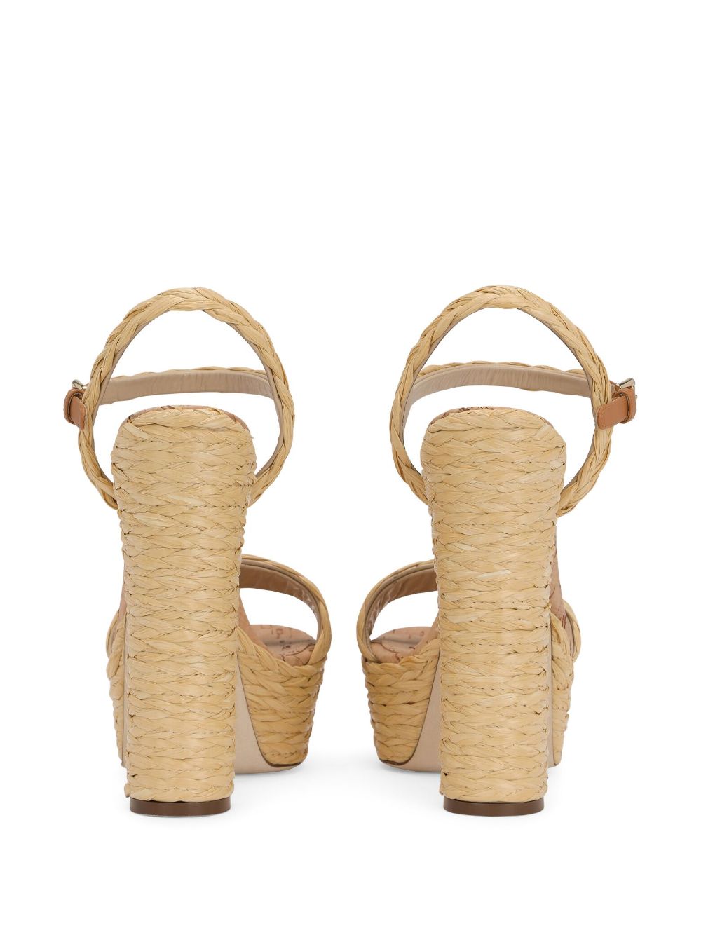 Shop Dolce & Gabbana 145mm Raffia Platform Sandals In Neutrals