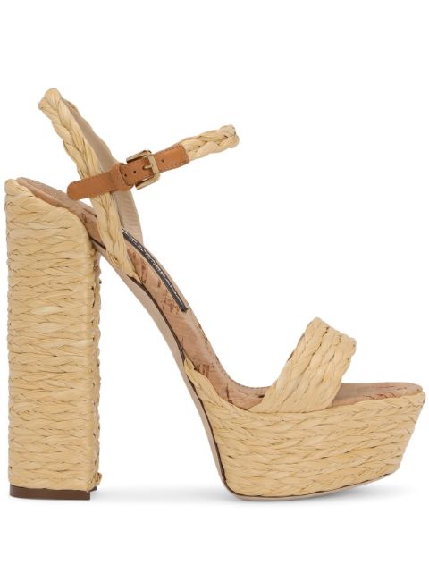 Dolce & Gabbana 145mm raffia platform sandals Women