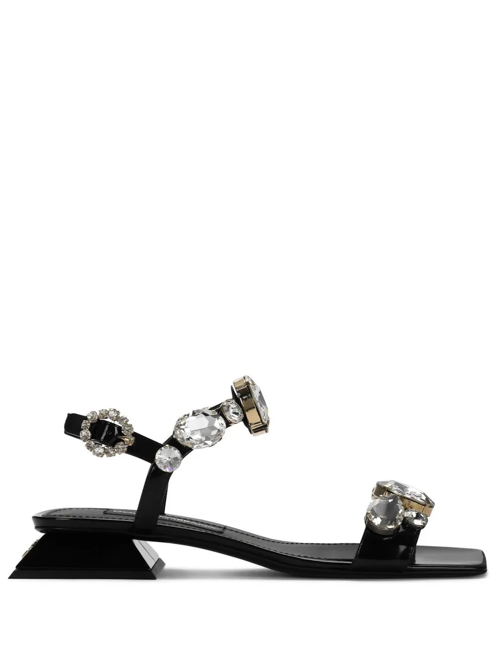 

Dolce & Gabbana crystal-embellished square-toe sandals - Black