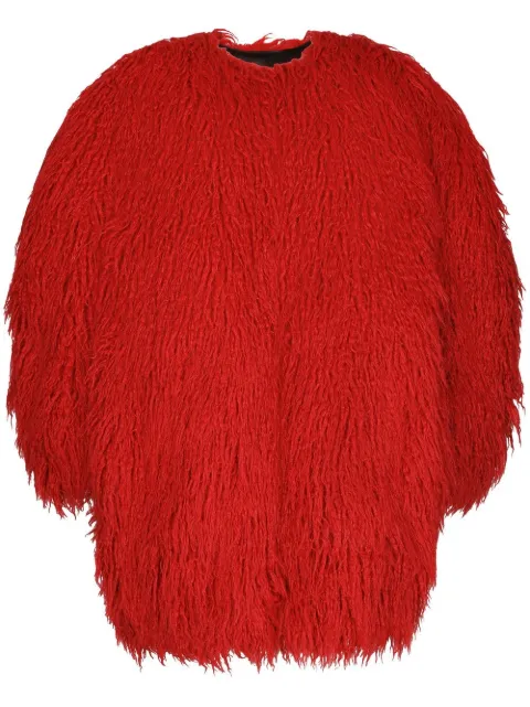 Dolce & Gabbana single-breasted faux-fur coat