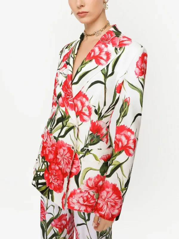 Dolce & Gabbana フローラル ダブルジャケット Dolce & Gabbana フローラル ダブルジャケット | ホワイト