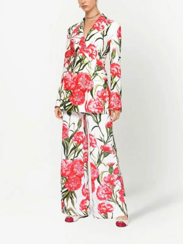Dolce & Gabbana フローラル ダブルジャケット Dolce & Gabbana フローラル ダブルジャケット | ホワイト