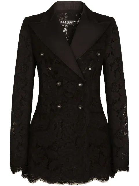 Dolce & Gabbana Turlington lace-detail double-breasted blazer
