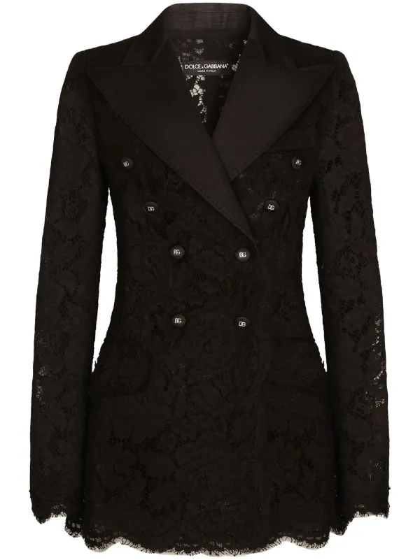 ジャケット DOLCE & GABBANA GIACCA TURLINGTON IN PIZZO CORDONETTO Giacca Turlington doppiopetto in pizzo cordonetto floreale