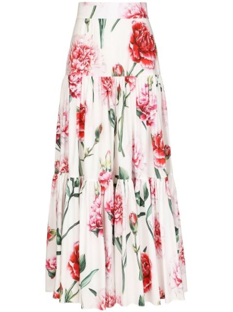 Dolce & Gabbana ярусная юбка макси с цветочным принтом