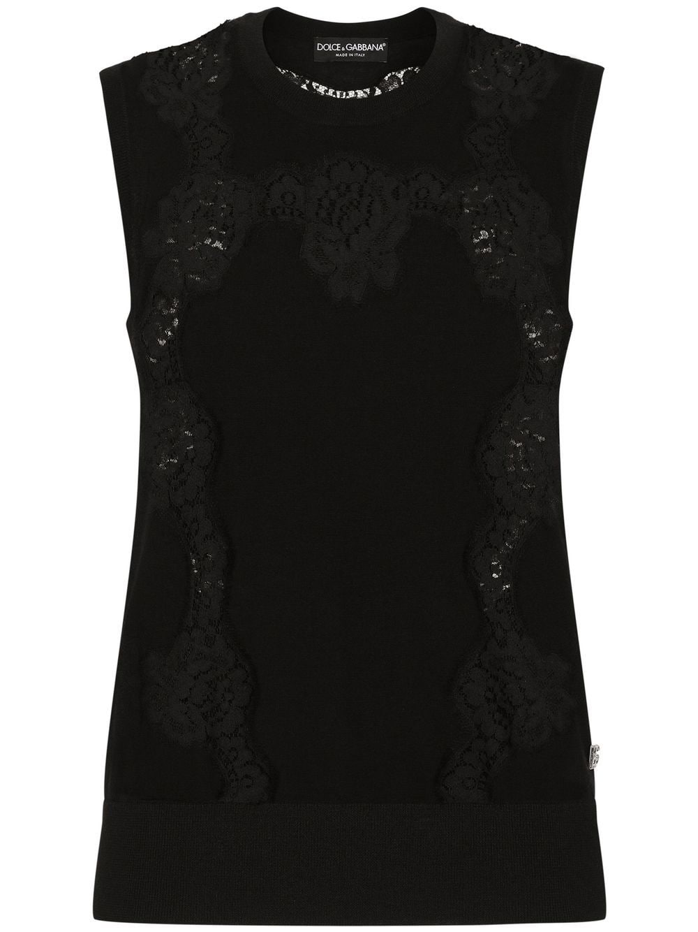Shop Dolce & Gabbana Lace-panel Cashmere-silk Jumper In Black