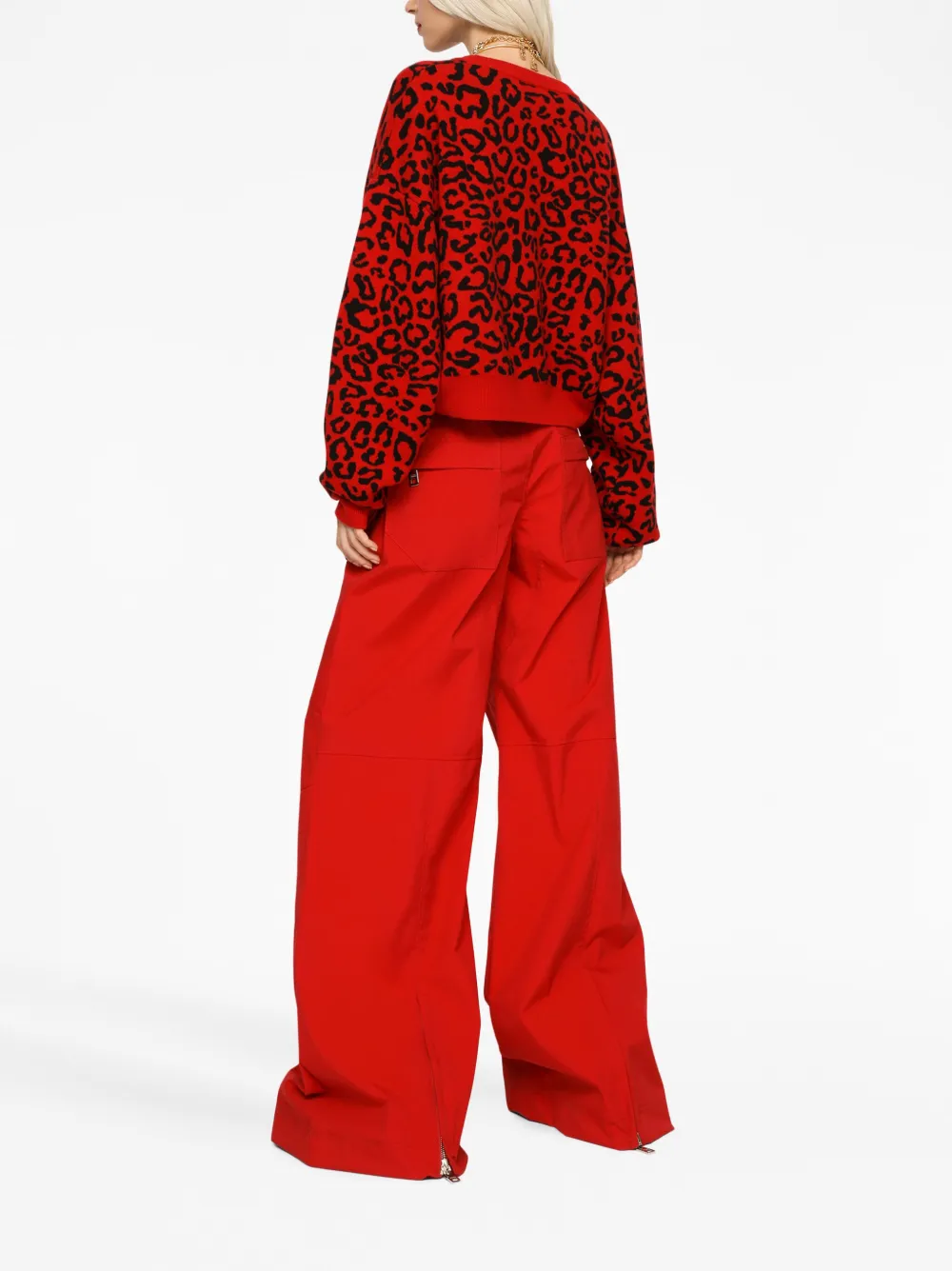 Dolce & Gabbana Semi-sheer Leopard-print Jumper In Red