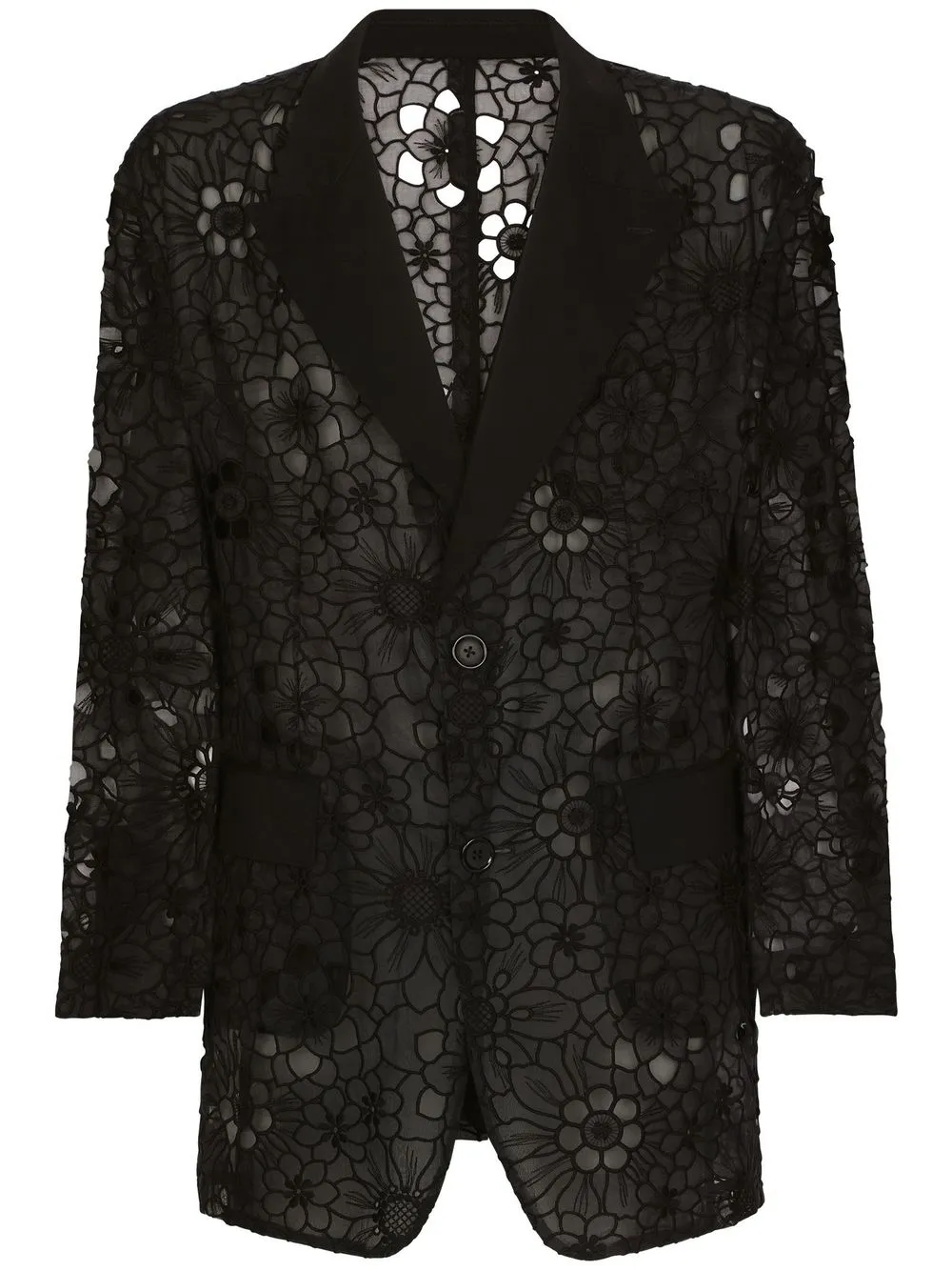 

Dolce & Gabbana floral-lace single-breasted blazer - Black