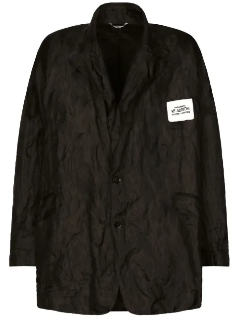 Dolce & Gabbana logo-patch crinkled jacket