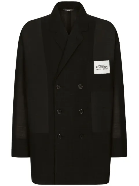 Dolce & Gabbana logo-patch double-breasted coat