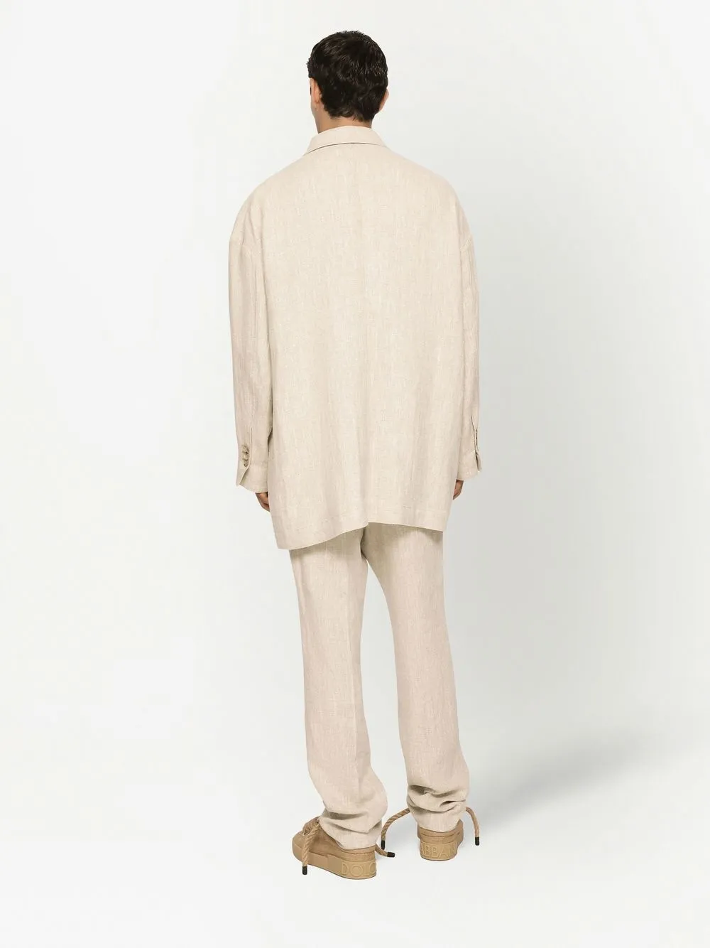 Dolce & Gabbana Logo-patch Single-breasted Blazer In Neutrals