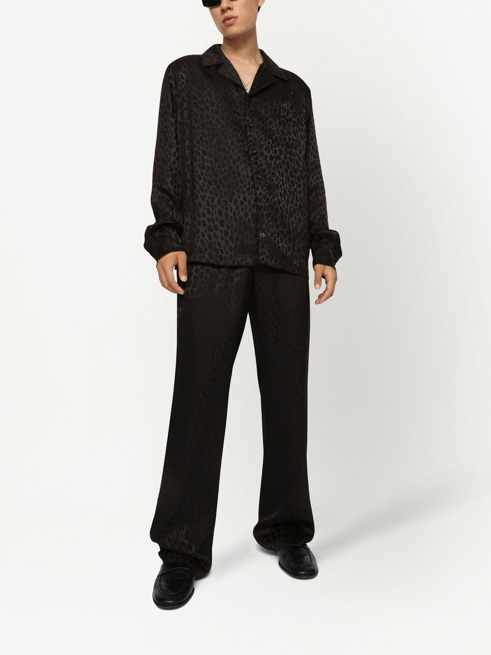 Shop Dolce & Gabbana Ocelot-print Jacquard Silk Shirt In Black