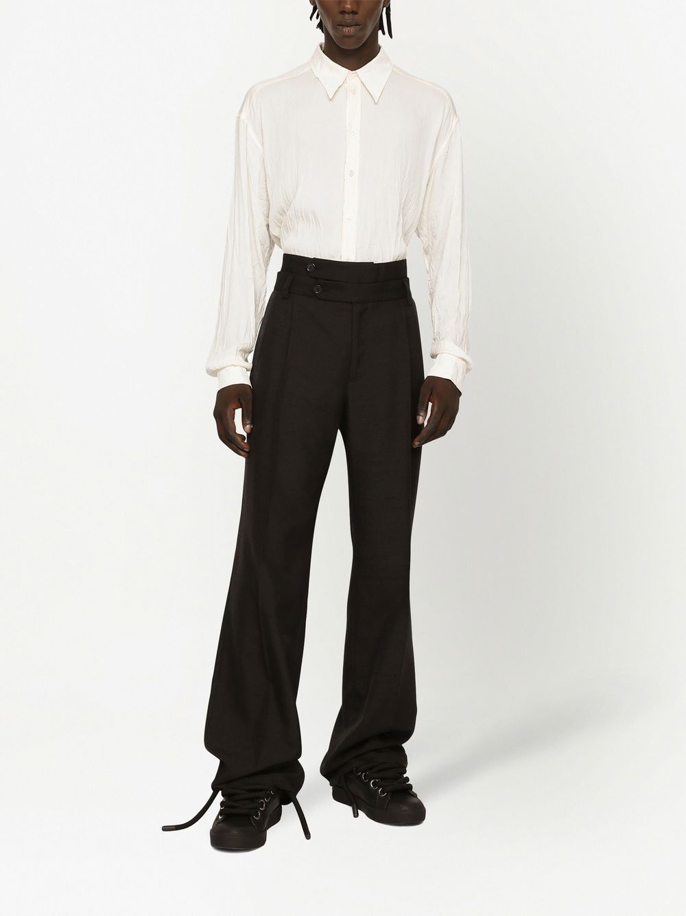 Shop Dolce & Gabbana Button-up Satin Shirt In White