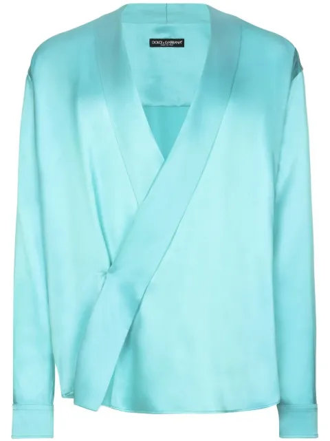 Dolce & Gabbana draped-detail silk shirt