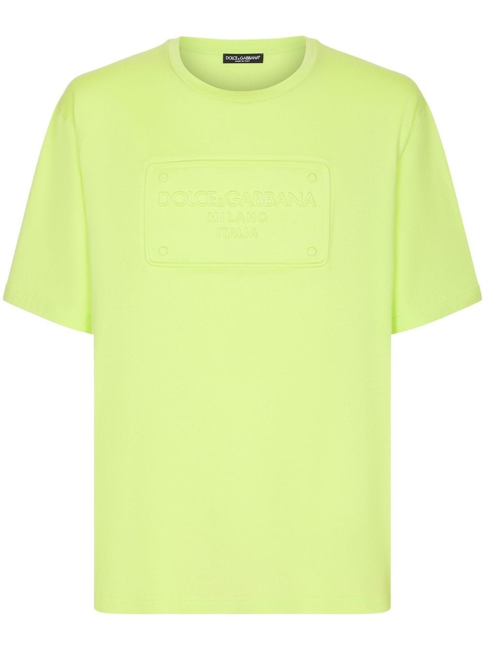 Dolce & Gabbana Logo-embossed Cotton T-shirt In Green
