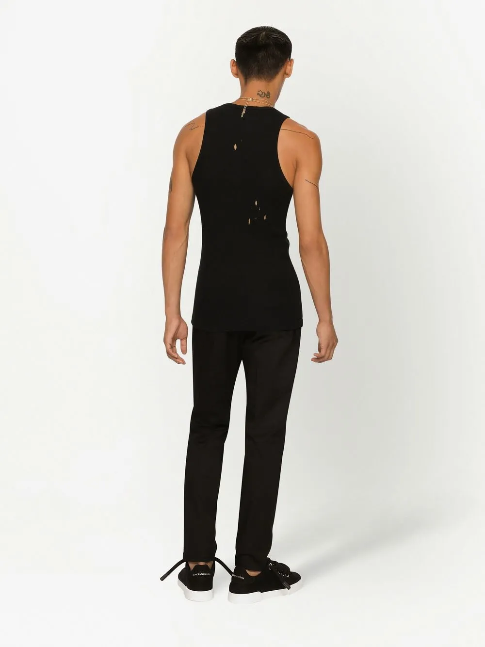 Shop Dolce & Gabbana Cross-motif Ribbed Tank Top In Black