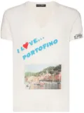 Dolce & Gabbana graphic print V-neck T-shirt - White