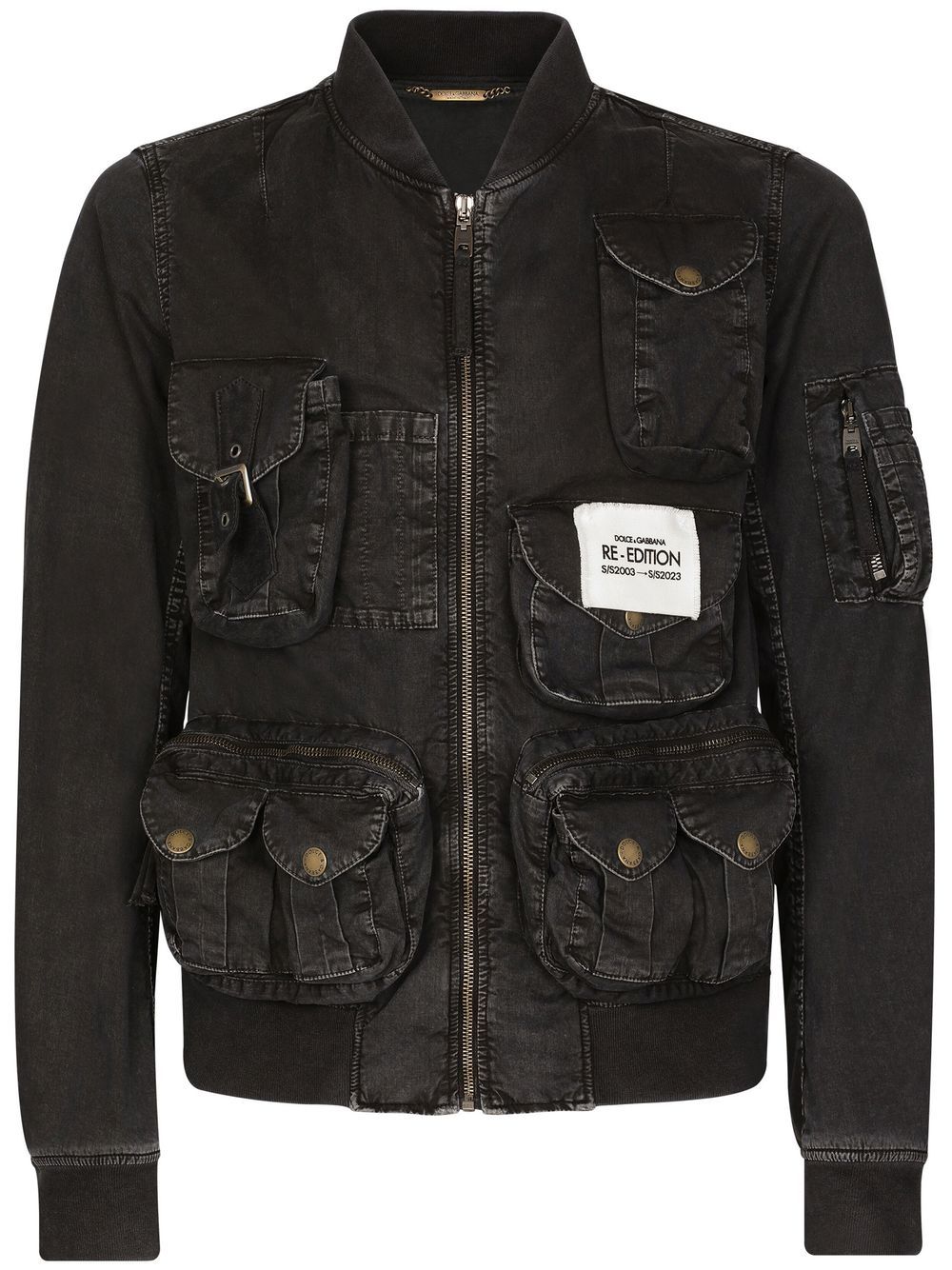 Dolce & Gabbana Multiple-pockets Leather Jacket In Black
