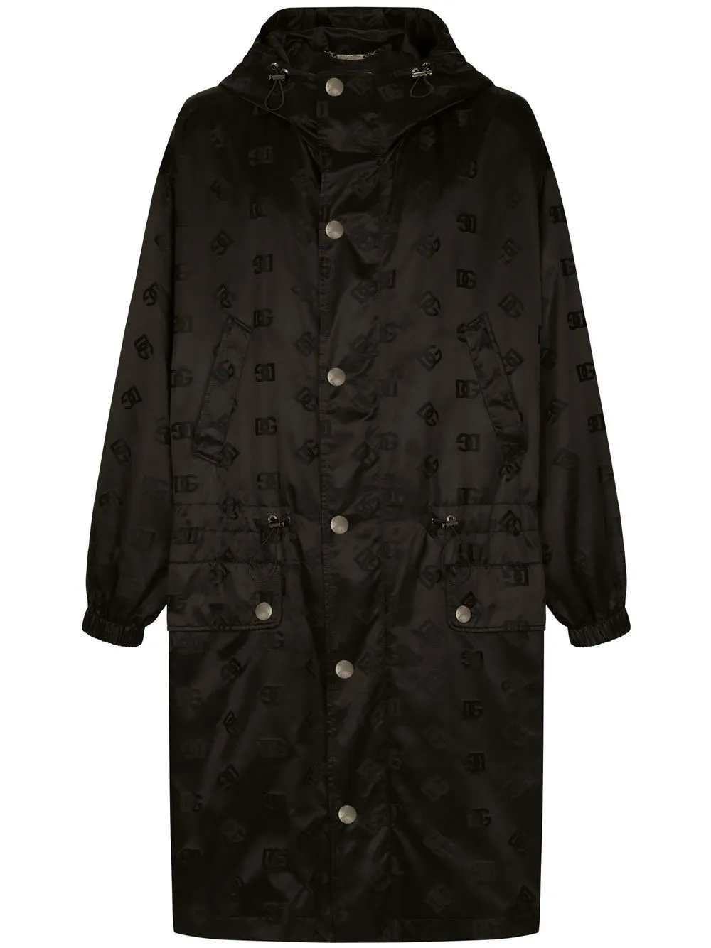 

Dolce & Gabbana logo-jacquard hooded parka - Black