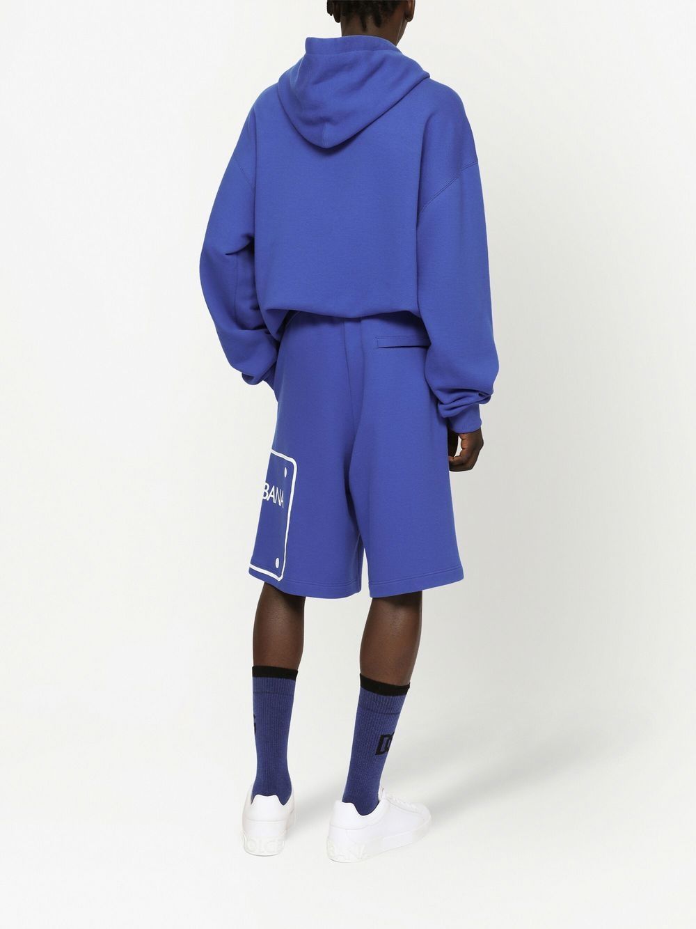 Shop Dolce & Gabbana Logo-print Drawstring Hoodie In Blue