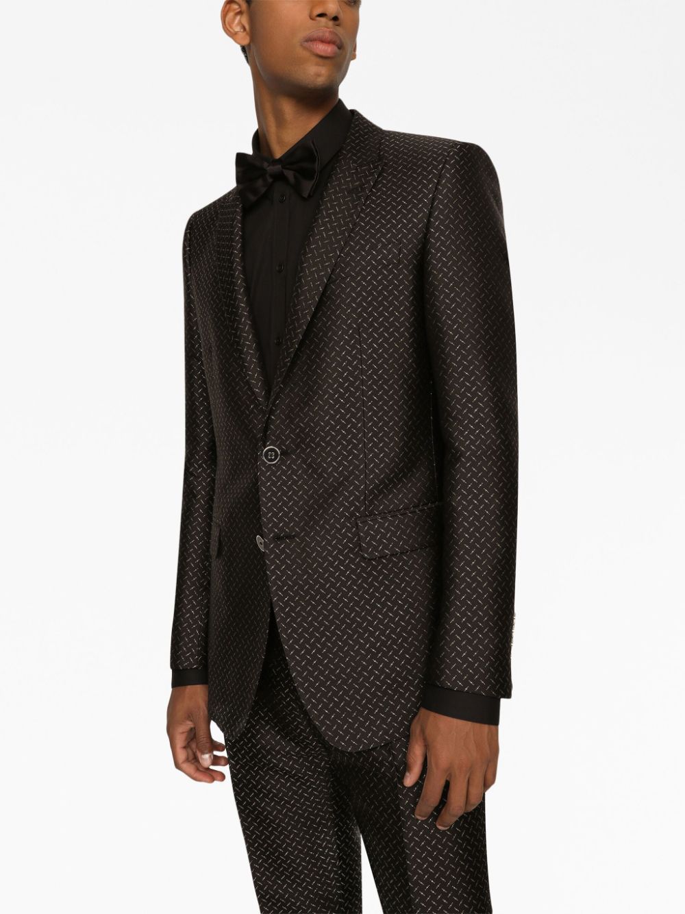 Shop Dolce & Gabbana Martini-fit Jacquard Single-breasted Suit In Black