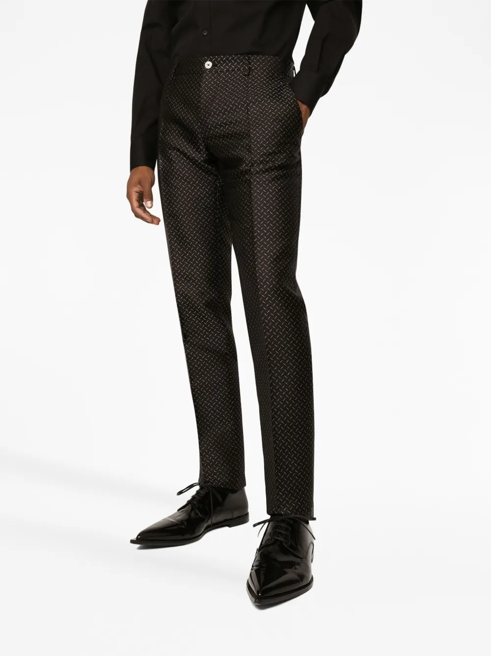 Dolce And Gabbana Martini Fit Jacquard Single Breasted Suit Black