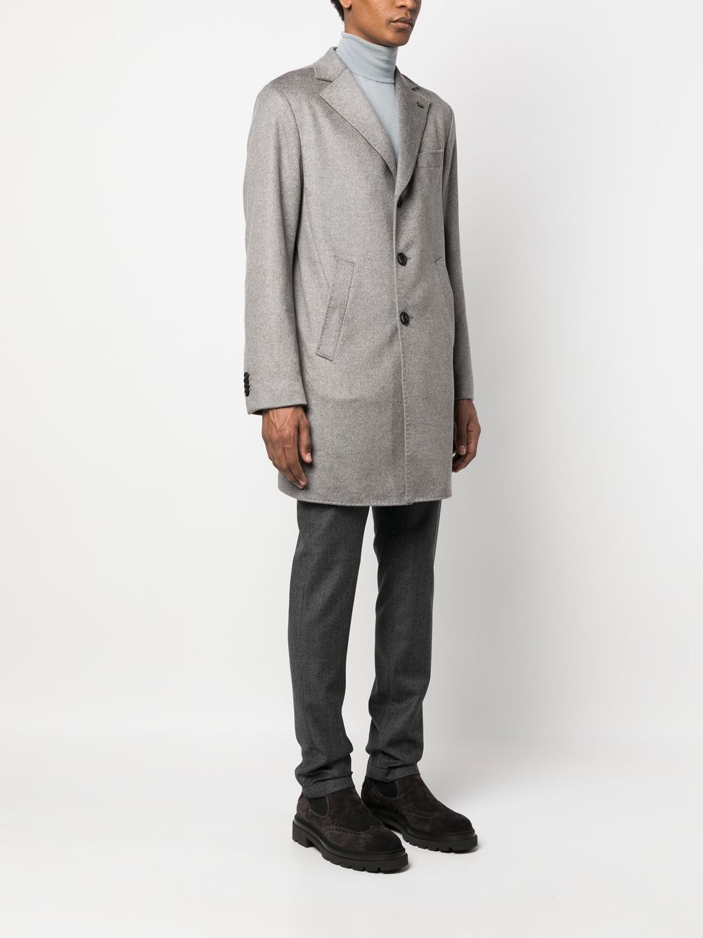 Shop Colombo Single-breasted Cashmere Coat In Grau