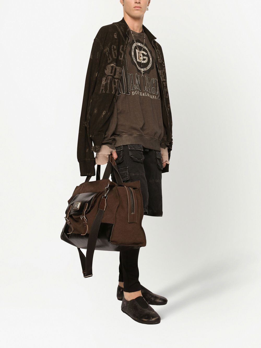 Shop Dolce & Gabbana Cargo-pockets Washed Denim Shorts In Black