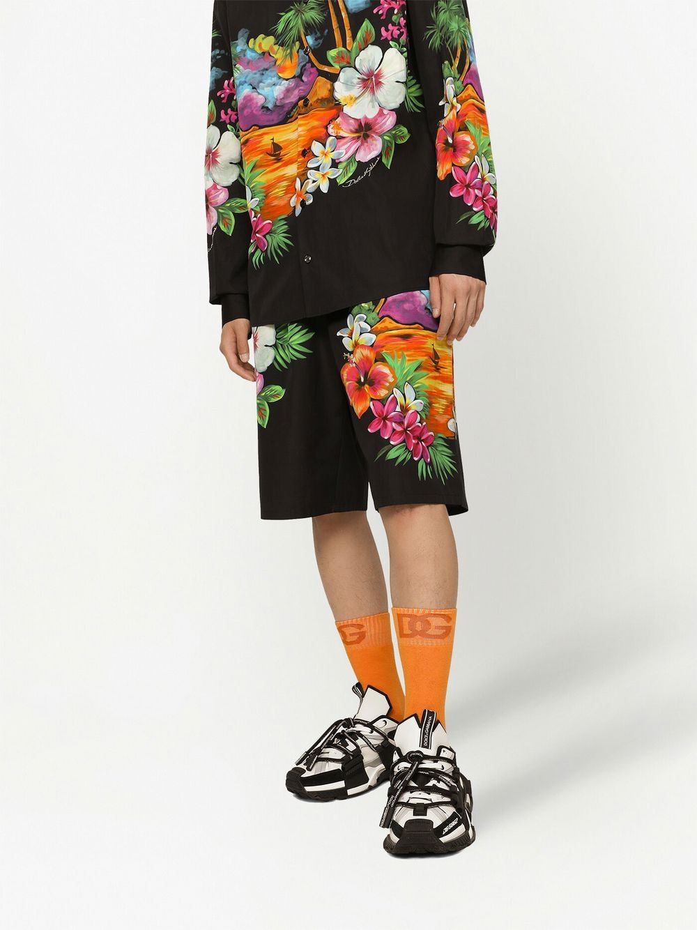 Shop Dolce & Gabbana Floral-print Bermuda Shorts In Black