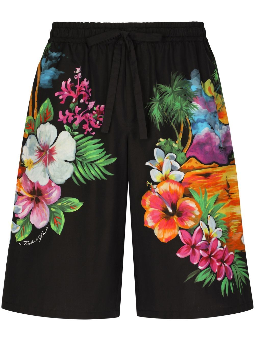 Shop Dolce & Gabbana Floral-print Bermuda Shorts In Black