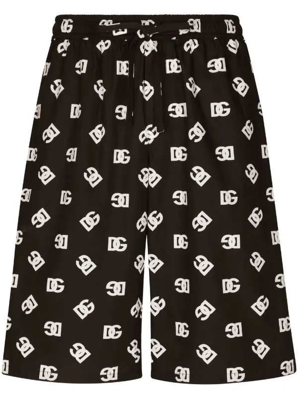 Dolce & Gabbana クラウンモノグラム 総柄 ハーフパンツ Dolce & Gabbana モノグラム バミューダショーツ | ブラック | FARFETCH JP