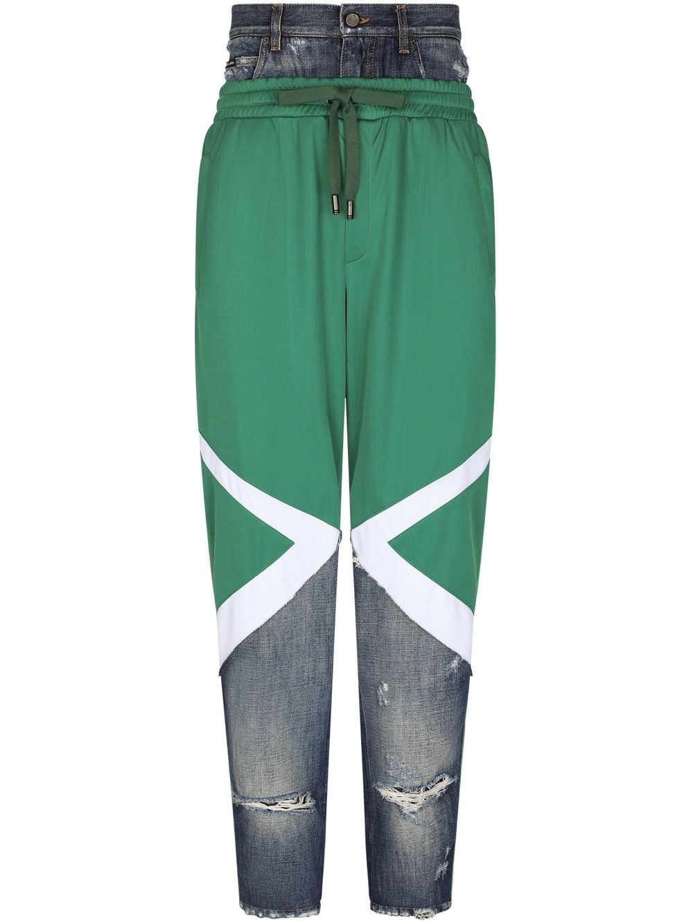 Shop Dolce & Gabbana Panelled Straight-leg Jeans In Green