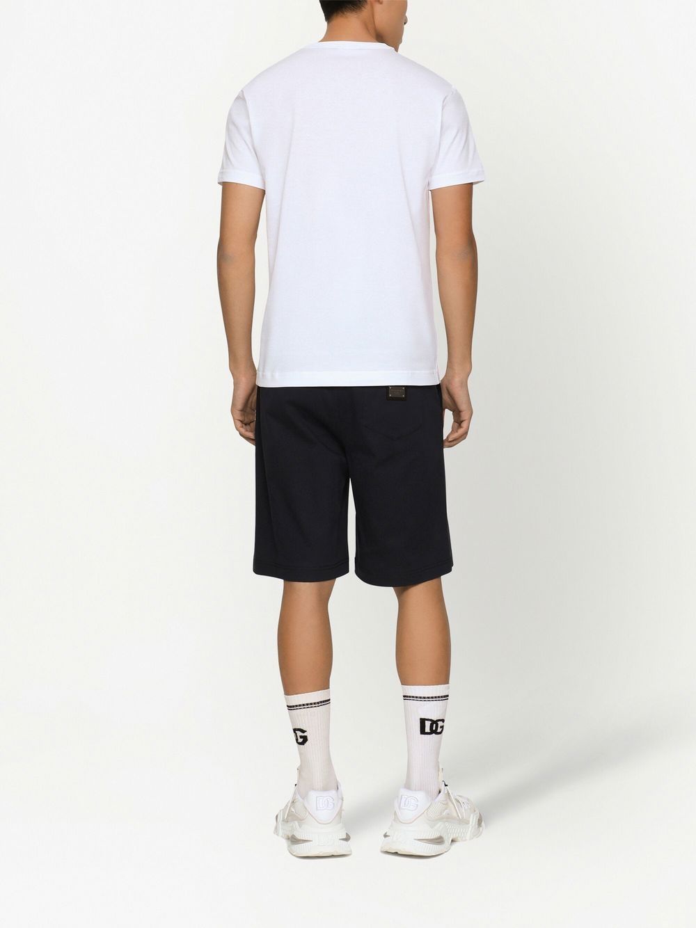 Shop Dolce & Gabbana Logo-tag Stretch-cotton Shorts In Black
