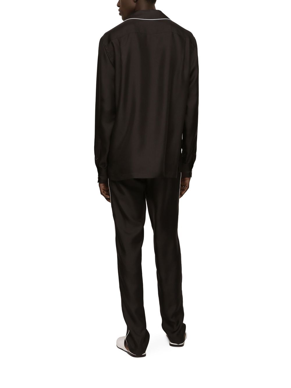 Shop Dolce & Gabbana Logo-embroidered Silk Track Pants In Black
