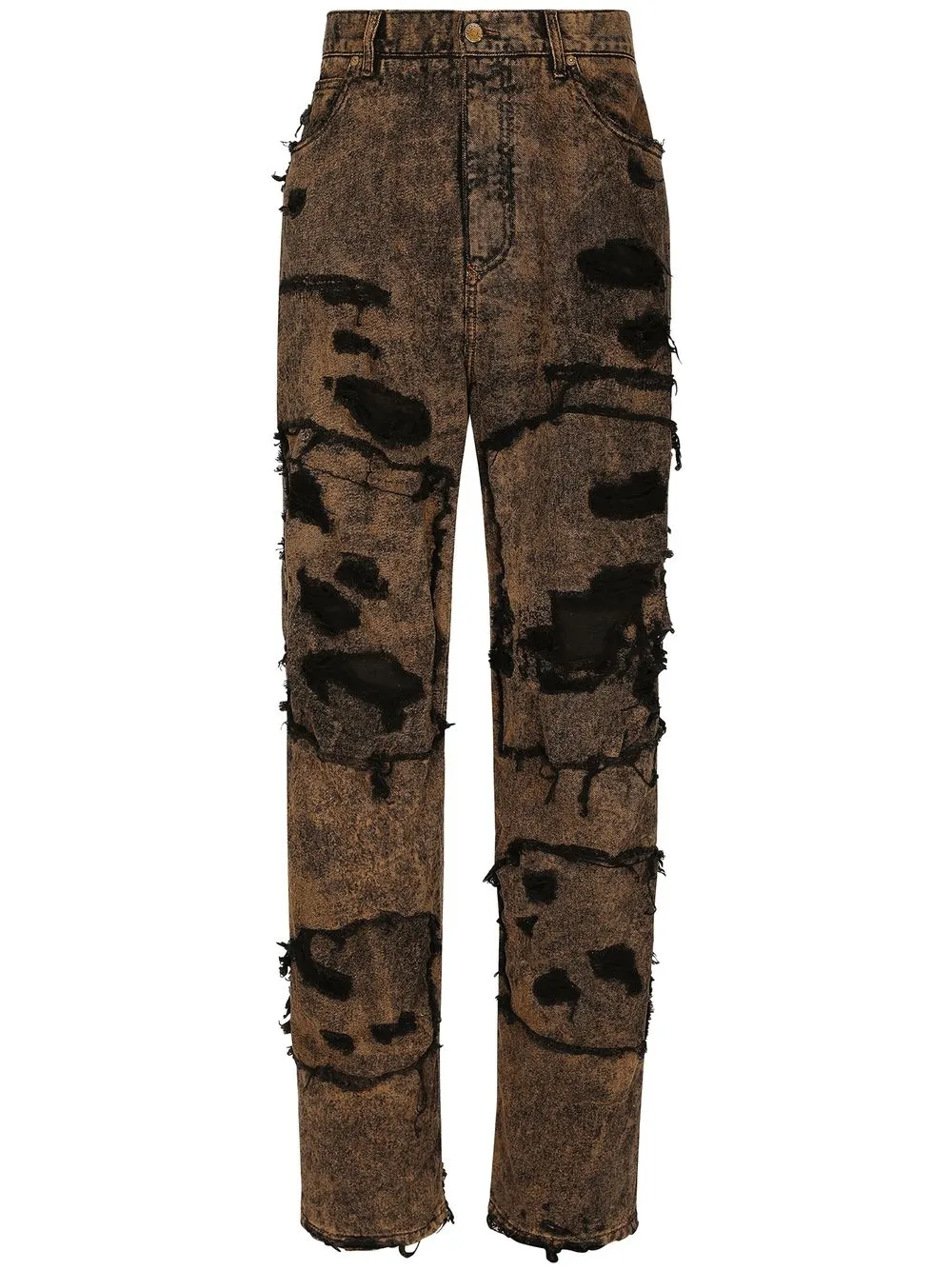 

Dolce & Gabbana ripped-detail bleached jeans - Black