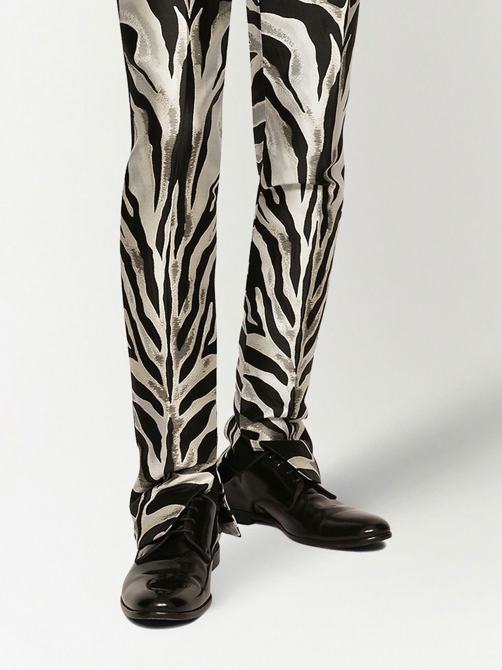 Shop Dolce & Gabbana Zebra-print Lamé Jacquard Trousers In Black