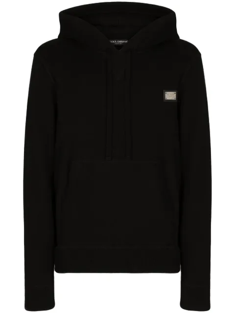 Dolce & Gabbana logo-tag wool-cashmere hoodie
