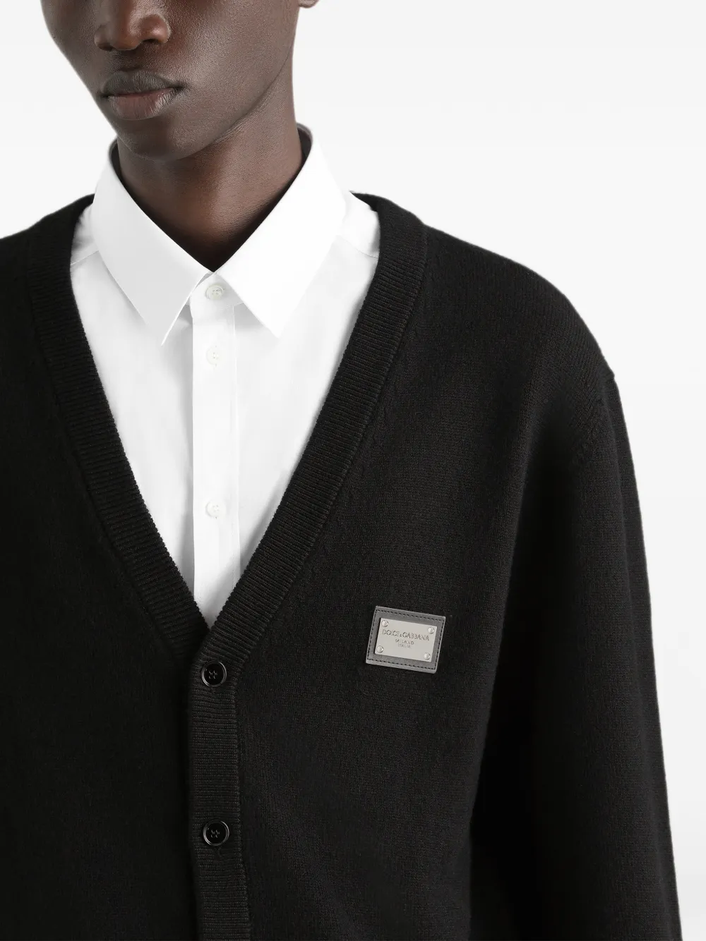 Dolce & Gabbana logo-tag cashmere-wool Cardigan | Black | FARFETCH IN
