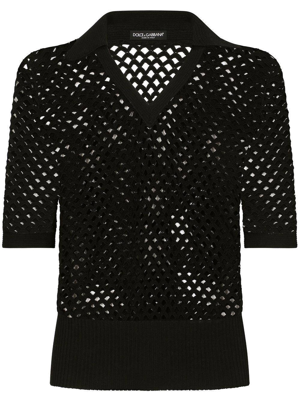 Dolce & Gabbana Open-knit Cotton Top In Black