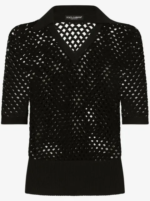 Dolce & Gabbana open-knit cotton polo shirt