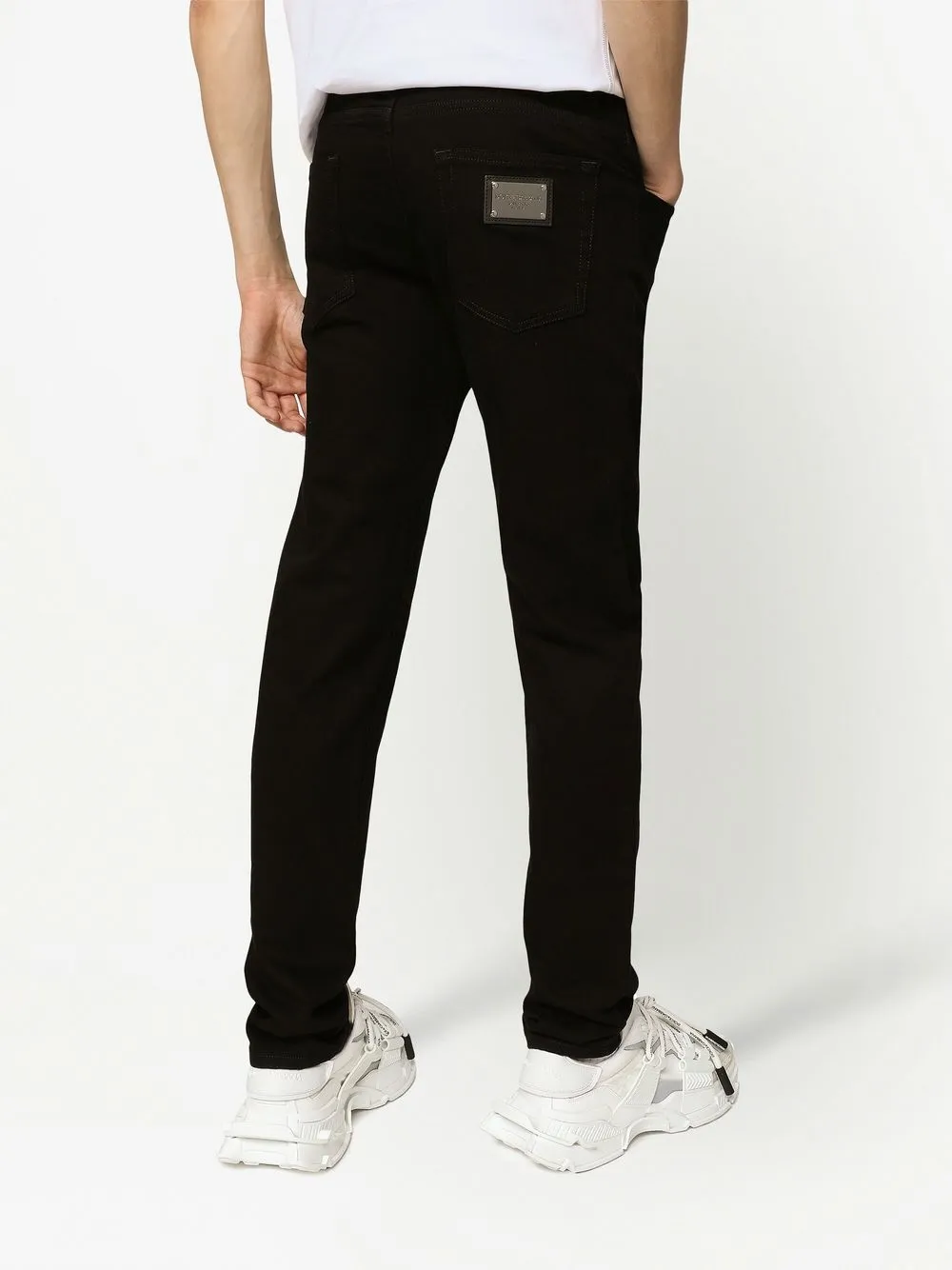 Shop Dolce & Gabbana Logo-appliqué Skinny Jeans In Black