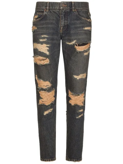 Dolce & Gabbana ripped-detail slim-fit jeans