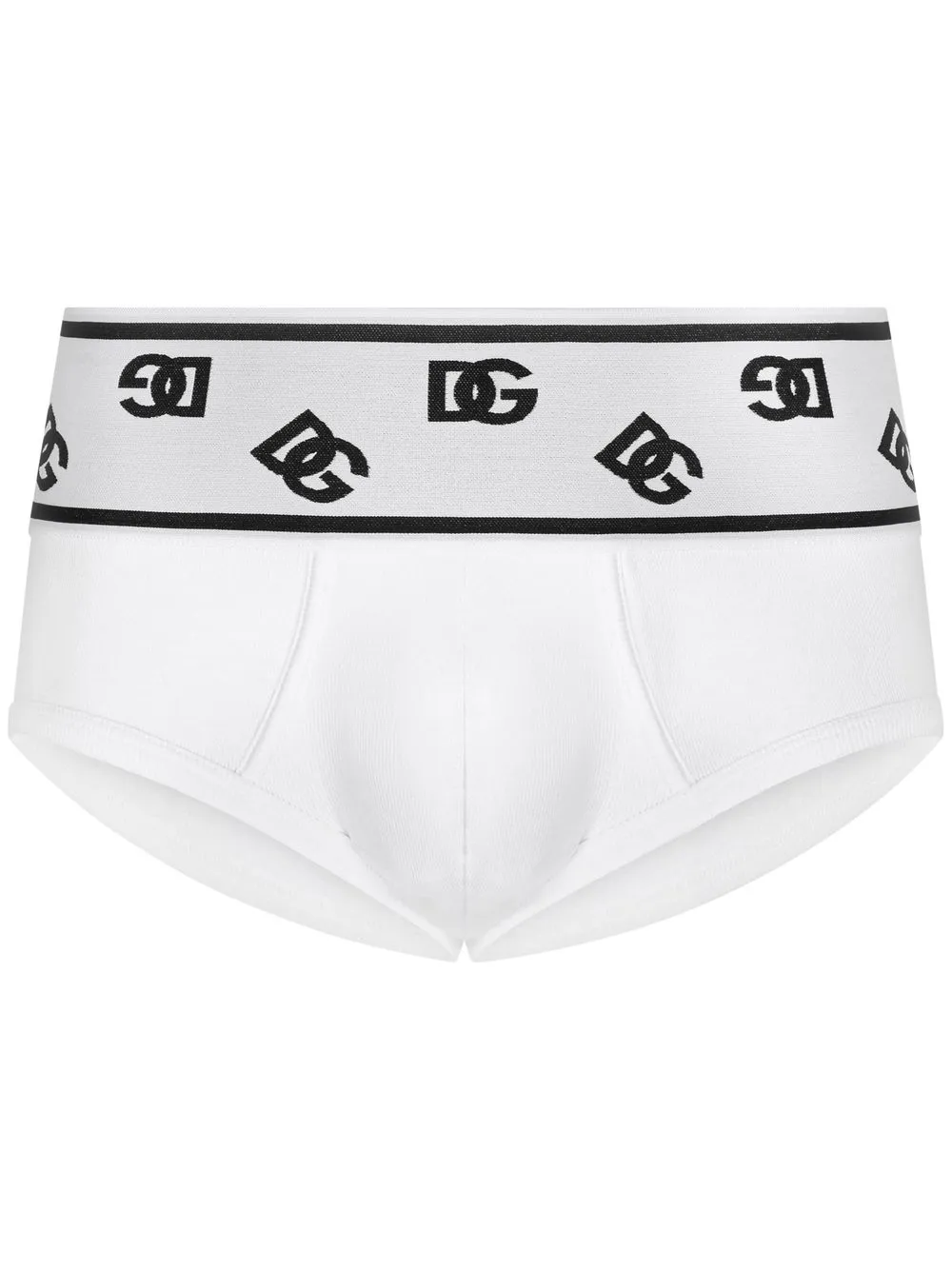 Dolce & Gabbana Fine-rib Cotton Brando Briefs With Dg Logo In Optical White