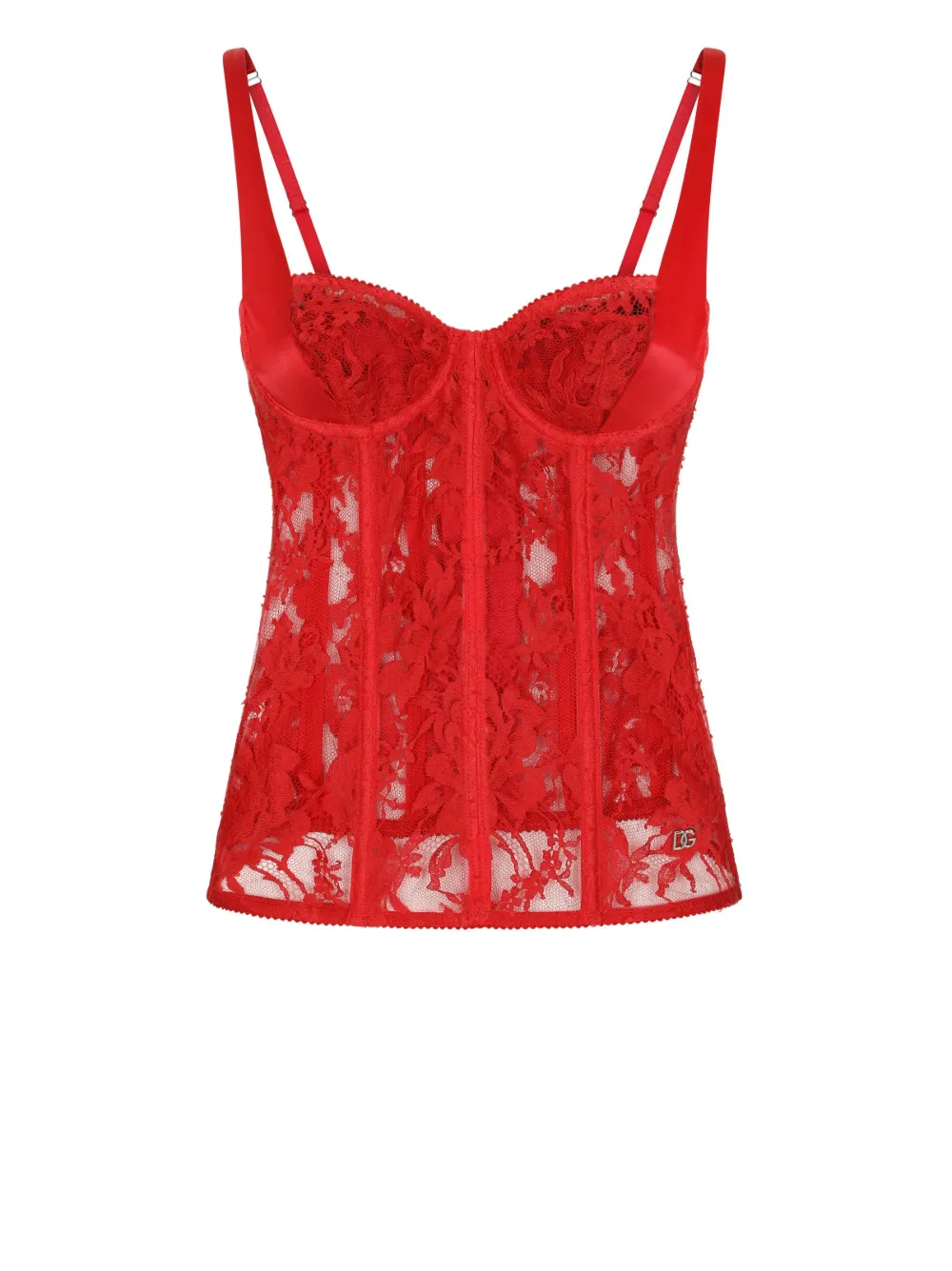 Dolce & Gabbana Lace-detail Corset Top In Red